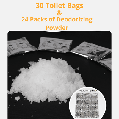 30 Toilet Bags & 24 Packs of Deodorizing Powder - HeadlampPro™